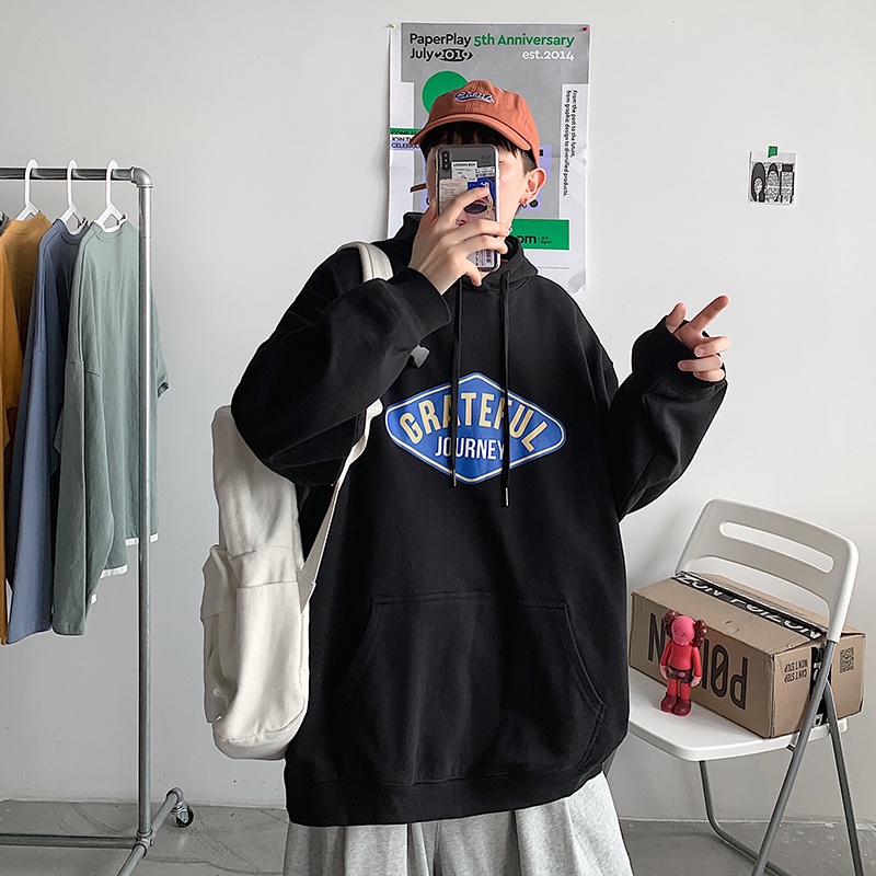 Áo hoodie tay dài phối nhung dày size M-5XL in họa tiết cổ điển thời trang hàn quốc cho nam