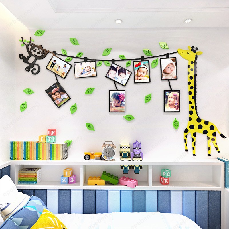 Tranh dán tường mica 3d decor khổ lớn ảnh kỷ niệm của bé trang trí phòng làm việc, phòng họp Nhiều Size - EPeBen