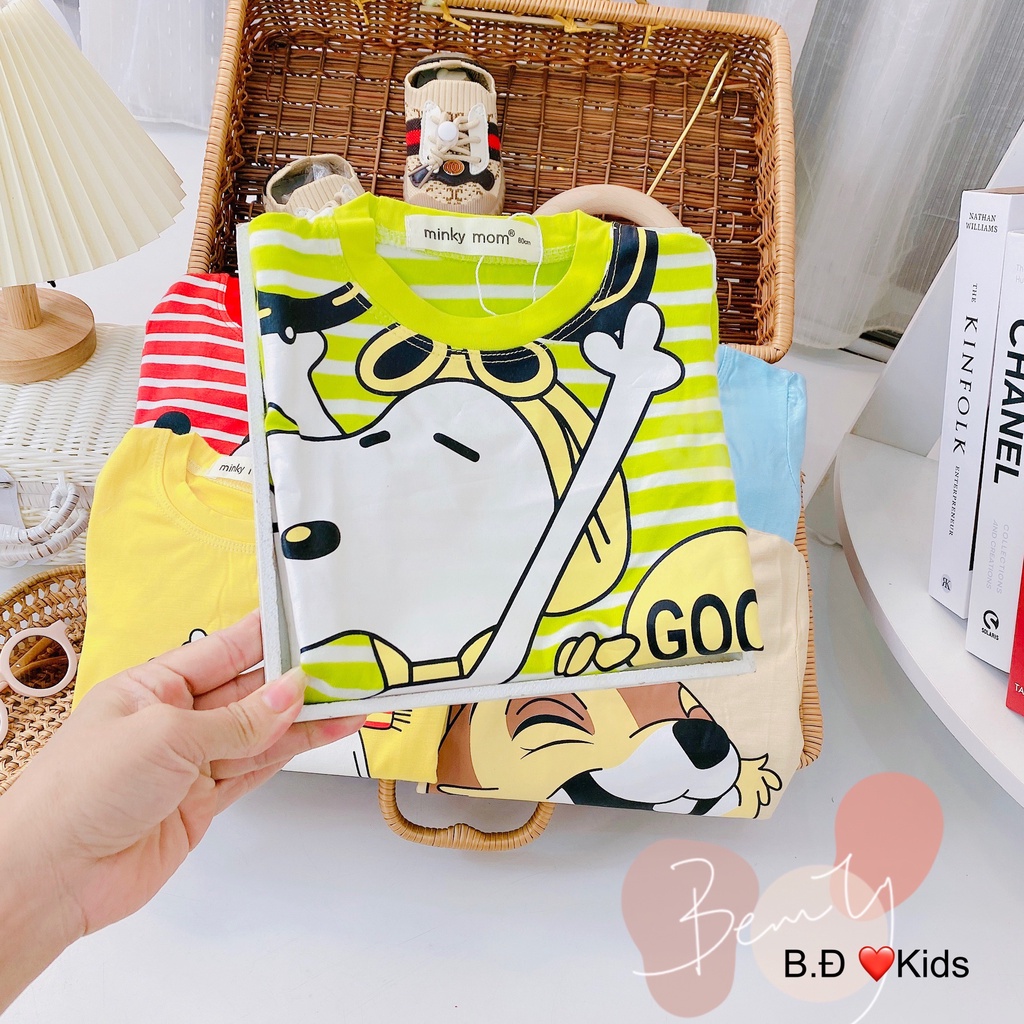 [Bé 7-25kg] Bộ ngắn tay kẻ sọc ngang thun lạnh dệt Minky Mom cho bé trai bé gái từ 7-25kg