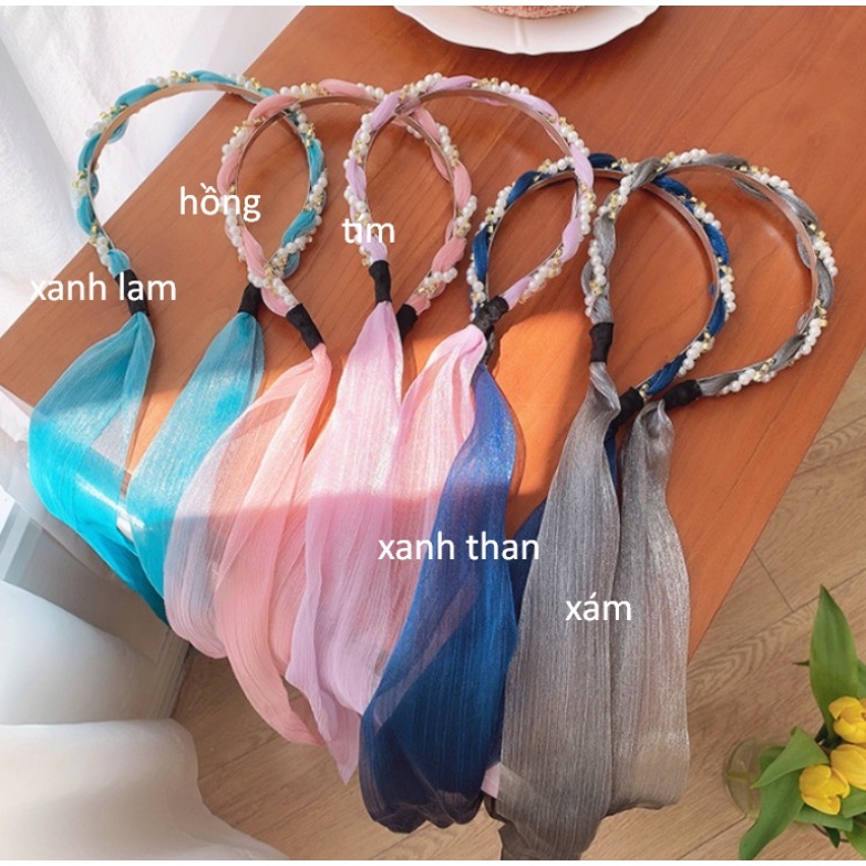 Cài Tóc Gắn Hạt Trai Nhân Tạo Phối Đá Nhựa Tiệm Thêu Việt