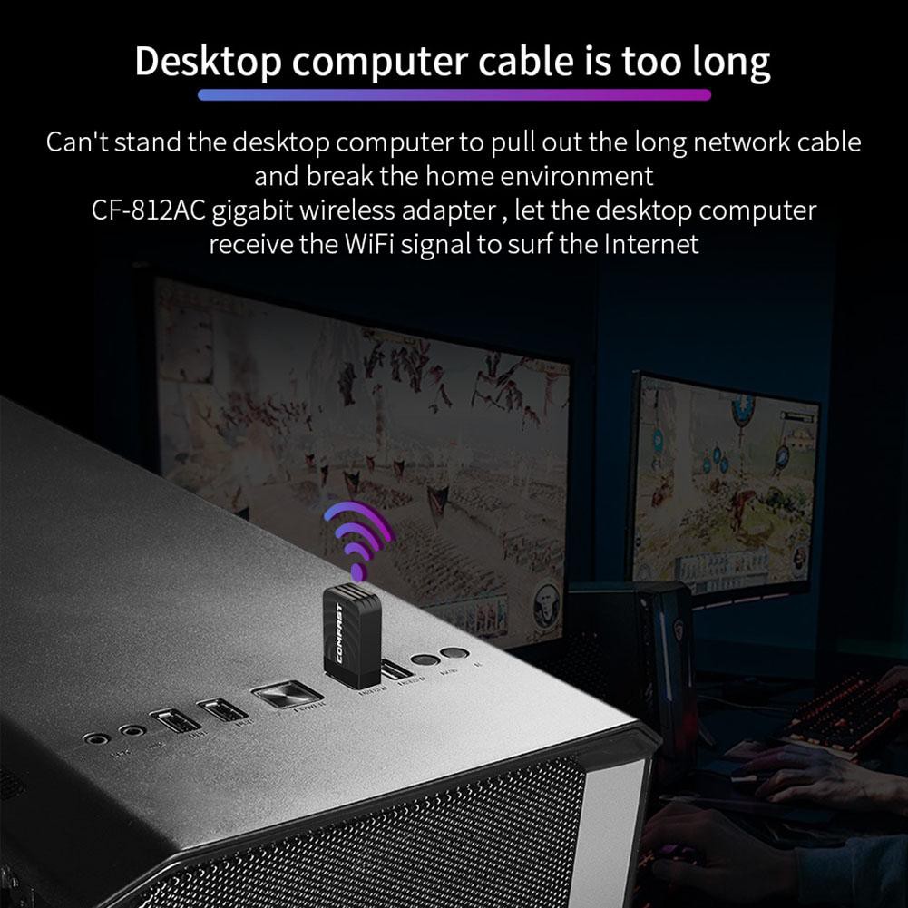 Usb Thu Sóng Wifi Comfast Cf-812Ac 3.0 1300mbps 2.4g & 5.8g 802.11 A/B/N/G/Ac | BigBuy360 - bigbuy360.vn
