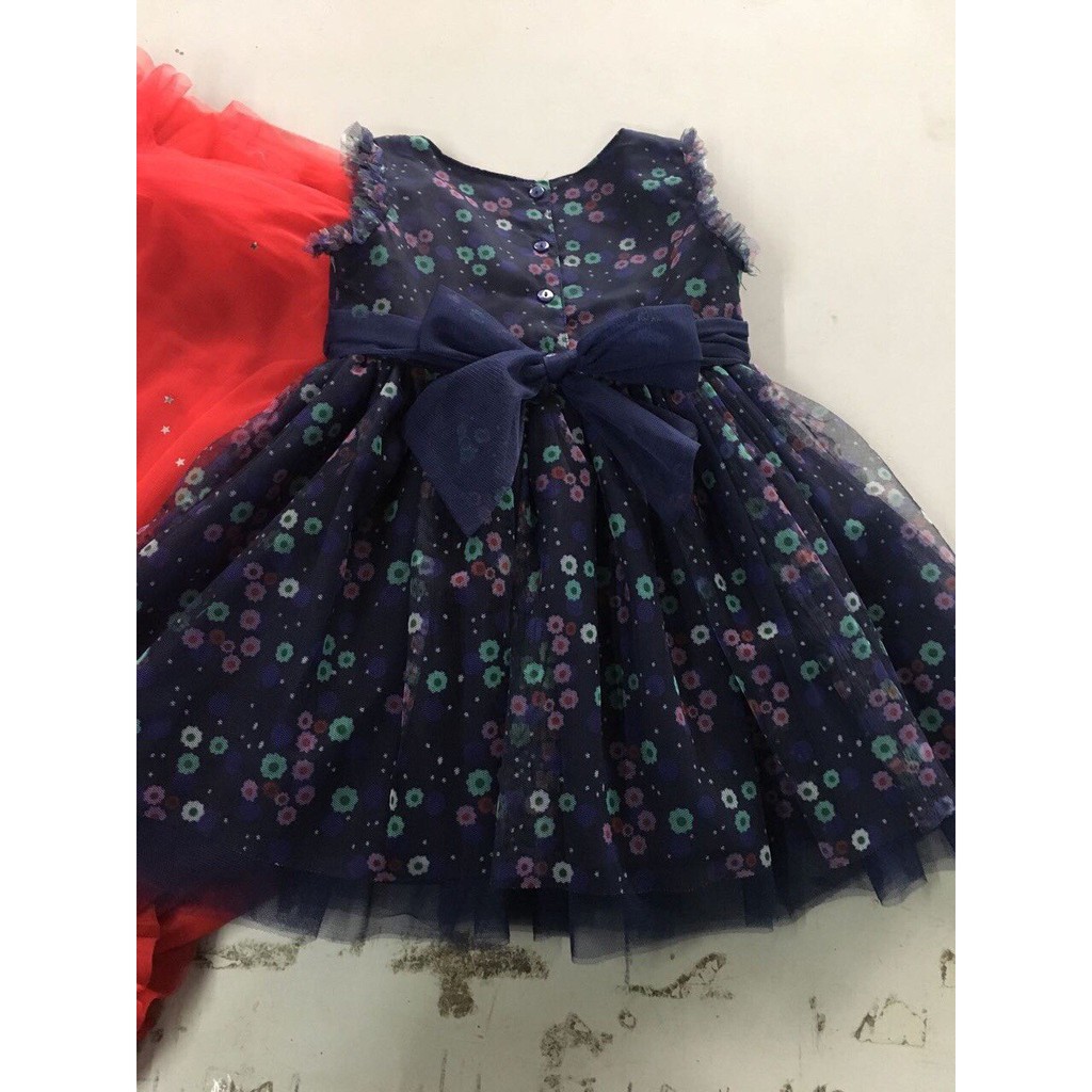 Đầm bé gái Tape a L'oeil xanh navy hoa nhí