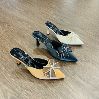 Dép sục gót nhọn 5cm, nơ voan mt701