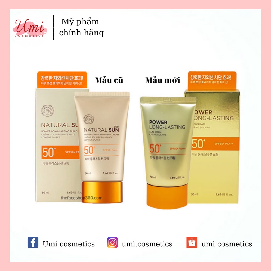Kem chống nắng THE FACE SHOP NATURAL SUN ECO POWER LONG-LASTING SUN CREAM SPF50+ PA+++..