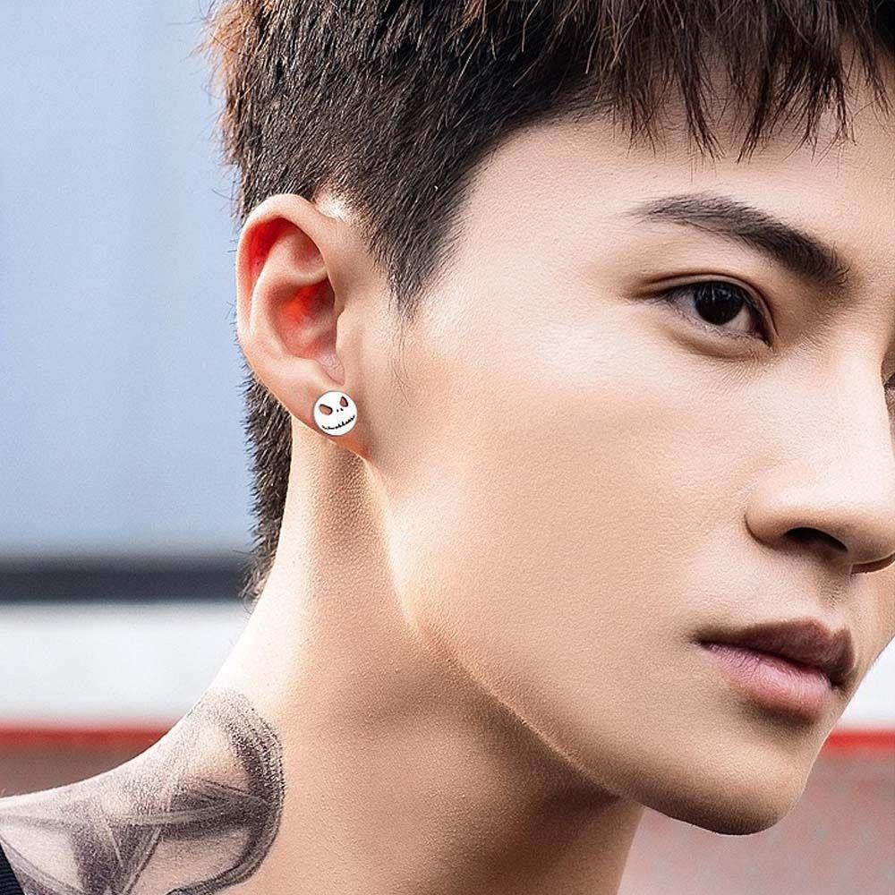 AROMA Bông Tai Hình Quả Tạ Tròn Phong Cách Hàn Quốc Thời Trang Cho Nam Và Nữ
