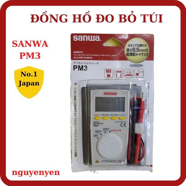 [SIÊU NHẸ] Đồng Hồ Đo VOM Đa Năng Vạn Năng Điện Tử Bỏ Túi SANWA PM3 - Tiêu Chuẩn CE - Tiết Kiệm Pin Tối Đa