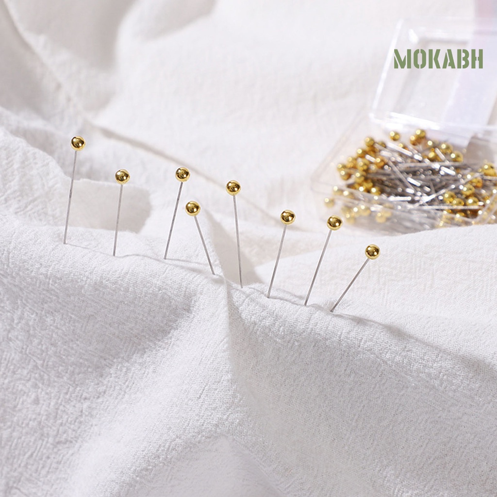 Hộp 100 Ghim Kim Khâu Hình Tròn Nhiều Màu Sắc Kèm Hộp Đựng Tiện Lợi