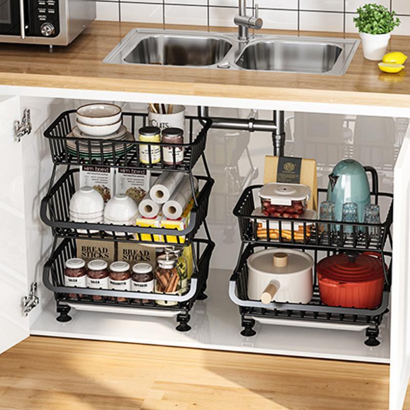 Kệ đựng hoa quả 2,3,4 tầng có bánh xe di chuyển và cố định, xe đẩy rau củ có khớp nối đa năng bằng thép không gỉ | BigBuy360 - bigbuy360.vn