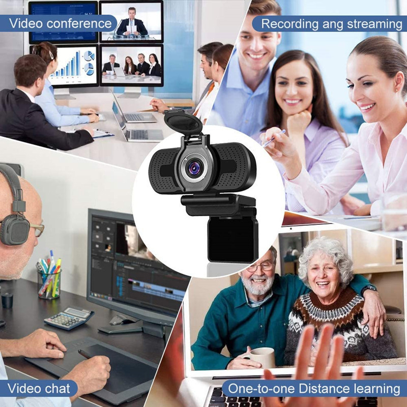 HD 1080P 30FPS Webcam For PC Laptop With Microphone Computer Web Camera 360° Degree Rotatable Cameras For Live Broadcast Video Calling Conference Work Home Office School Meeting