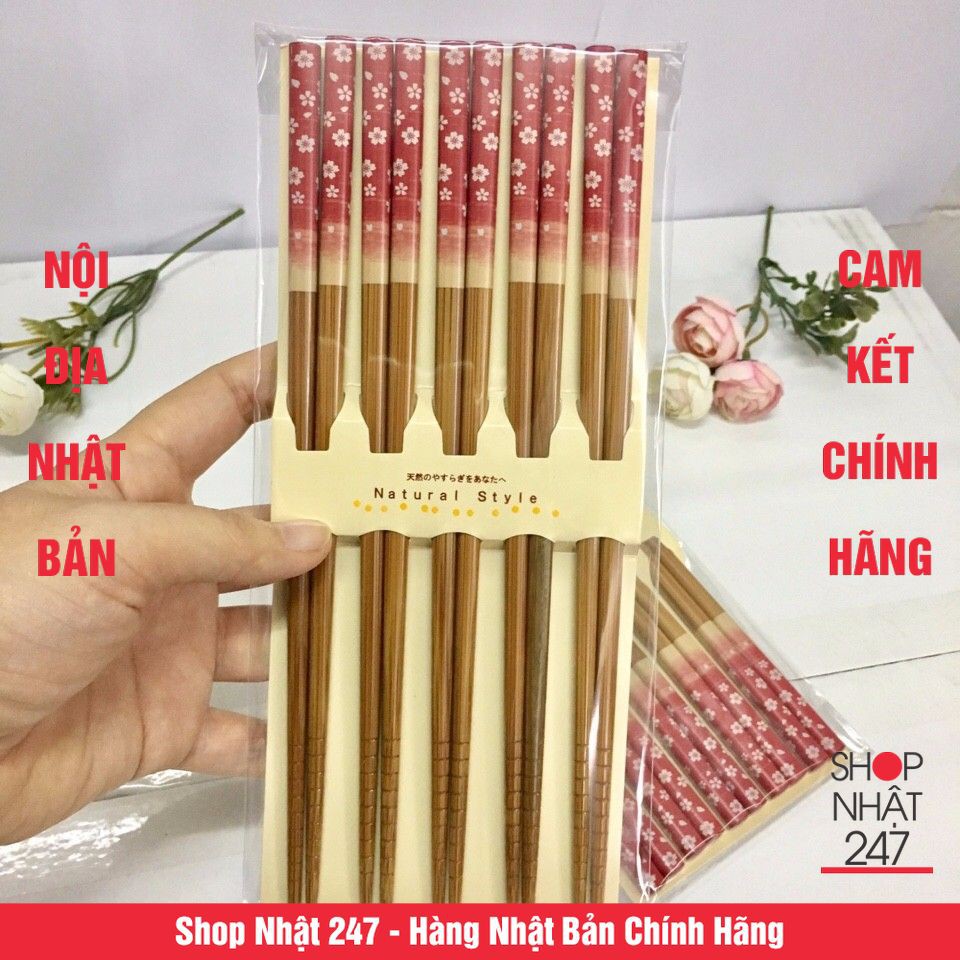 Set 5 đôi đũa hoa đỏ cao cấp nội địa Nhật Bản