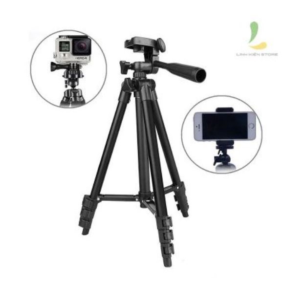 Chân đế chụp ảnh, quay video, chụp hình, livetream Tripod 3120A Tặng Kèm Đầu Kẹp Điện Thoại SUNNY