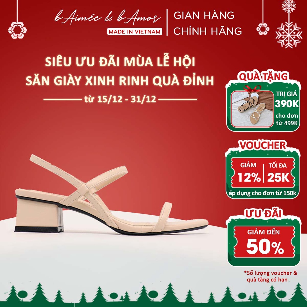 Sandal cao gót nữ 3 phân quai mảnh gót vuông mũi vuông thời trang hàn quốc đẹp cao cấp bAimée & bAmor - MS1589