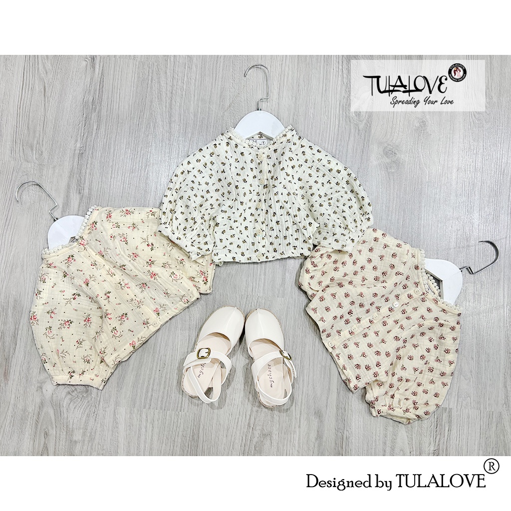 Áo Bé Gái Tay Cánh Rơi Vải Thô Xô Muslin Cực Yêu, Áo Bé Gái Tulalove