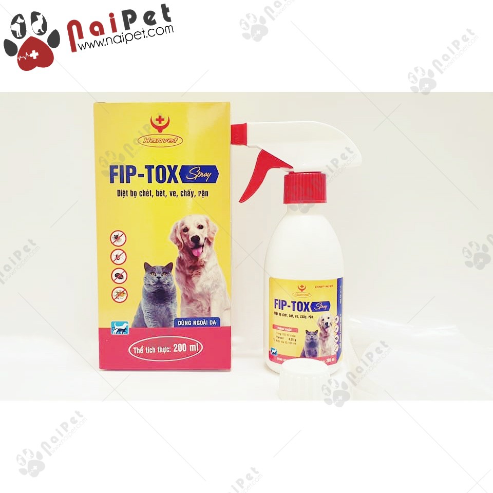 Xịt Ve Chấy Rận Bọ Chét Cho Chó Mèo Fip-Tox Spray Hanvet 200ml
