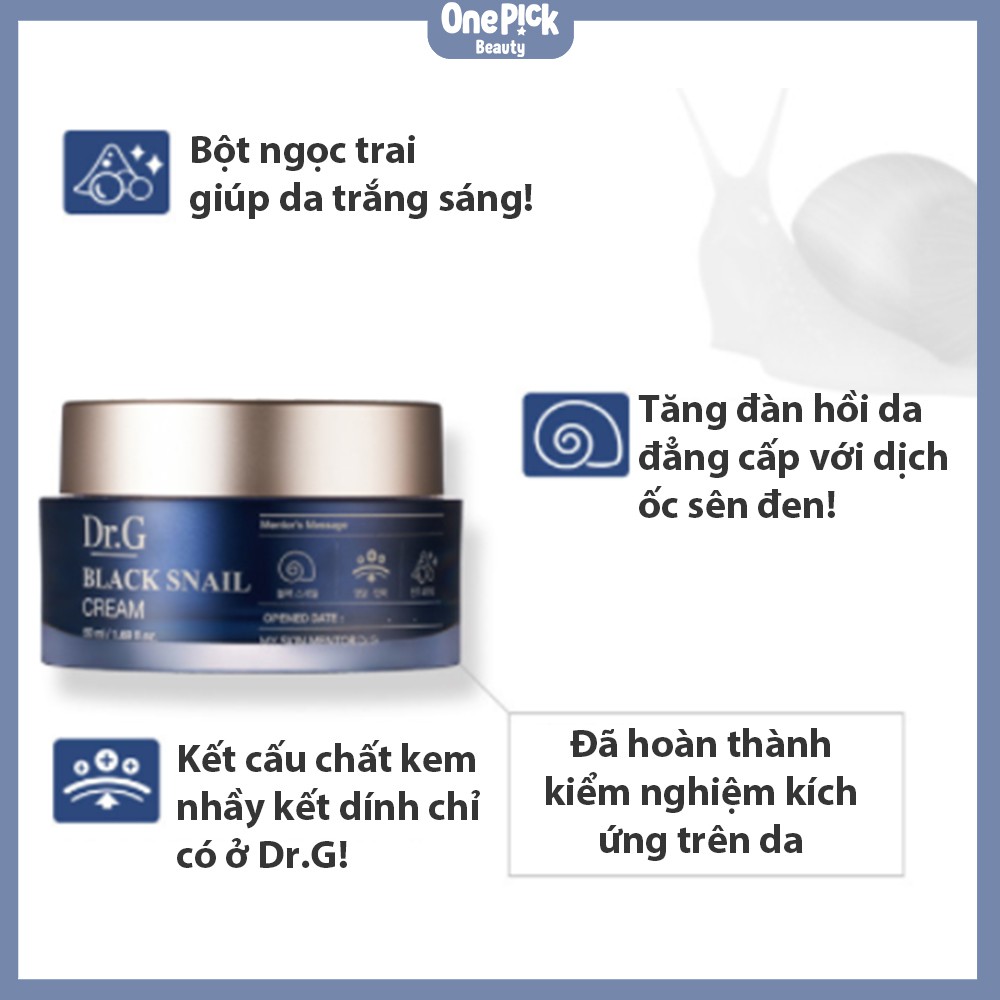 OnePick) Kem ốc sên đen Dr. G Black Snail Cream dưỡng trắng đàn hồi da Kem ốc sên