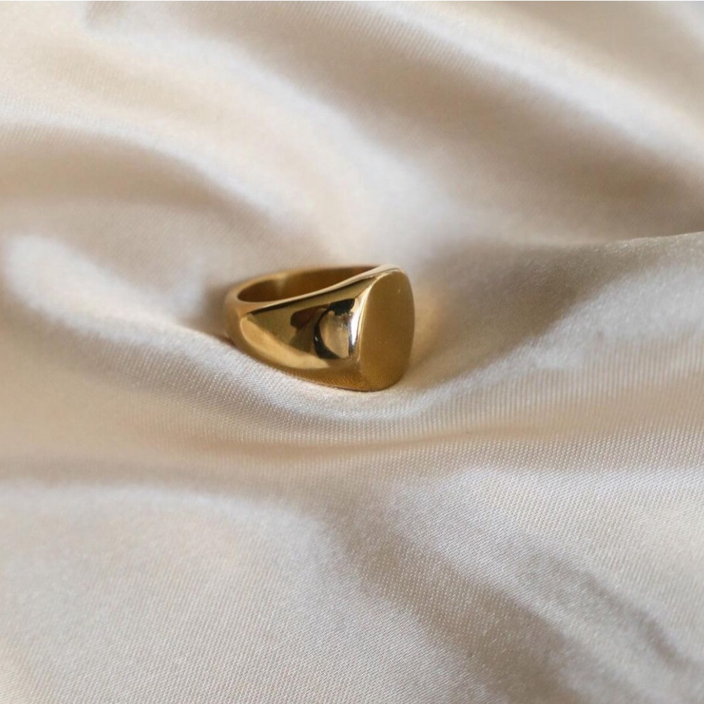 Nhẫn nam nữ tròn Unisex màu bạc Thời trang Kuu Clothes chất liệu Titan đẹp đơn giản - Nhẫn Treasure