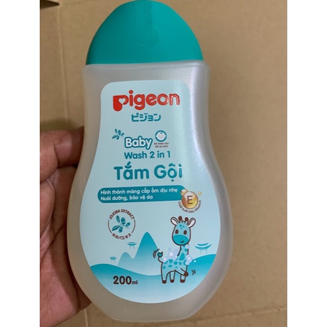 Tắm Gội Pigeon Sữa Tắm Gội Toàn Thân Trẻ Em An Toàn Cho Bé Chai Dung Tích 200 ml Mẫu Mới