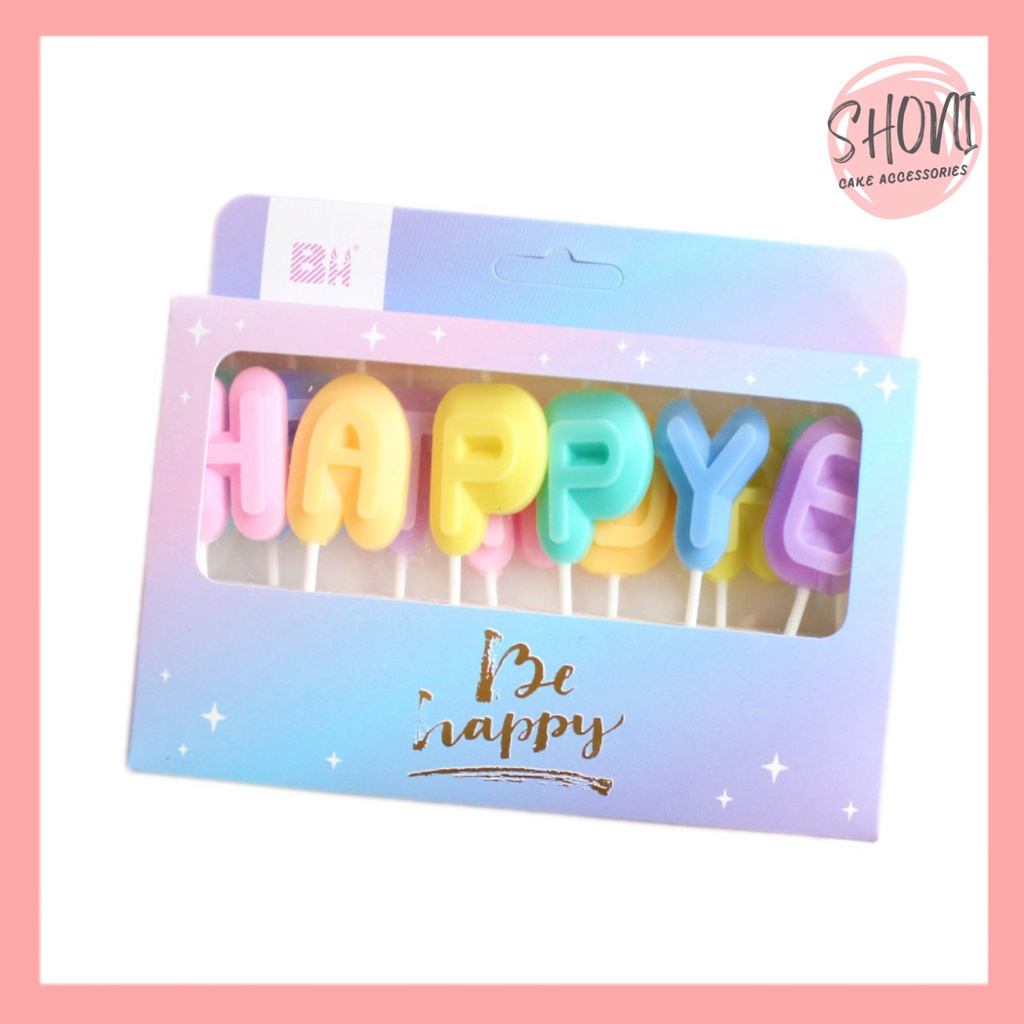 Nến Sinh Nhật HAPPYBIRTHDAY Pastel Trang Trí Bánh Kem