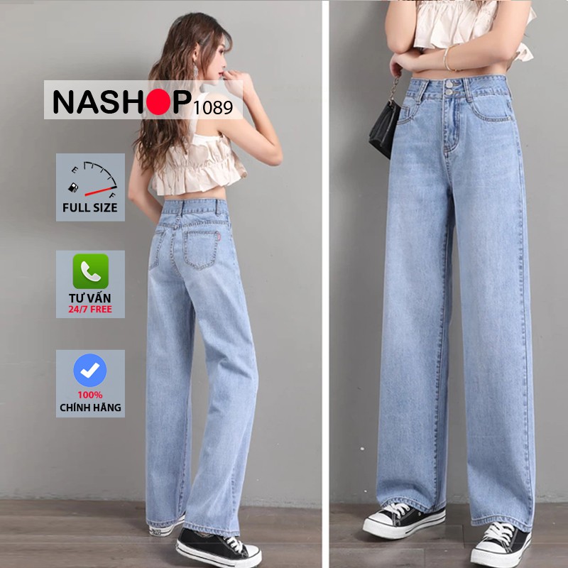 Quần jean bò ống rộng suông nữ cạp cao đẹp hot năm 2021 Nashop 1089 QT26 | WebRaoVat - webraovat.net.vn