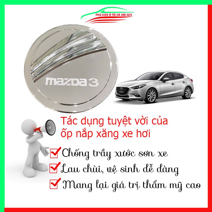Ốp nắp xăng Mazda 3 2015-2019 mạ crom bảo vệ chống trầy trang trí ô tô