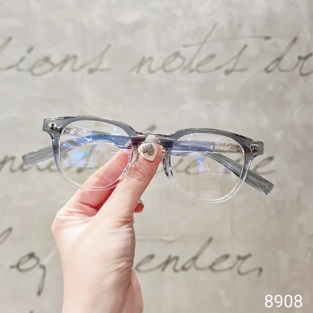 Gọng kính cận vuông nam nữ LILYEYEWEAR chất liệu nhựa dày dặn mắt giả cận chống ánh sáng xanh 8908