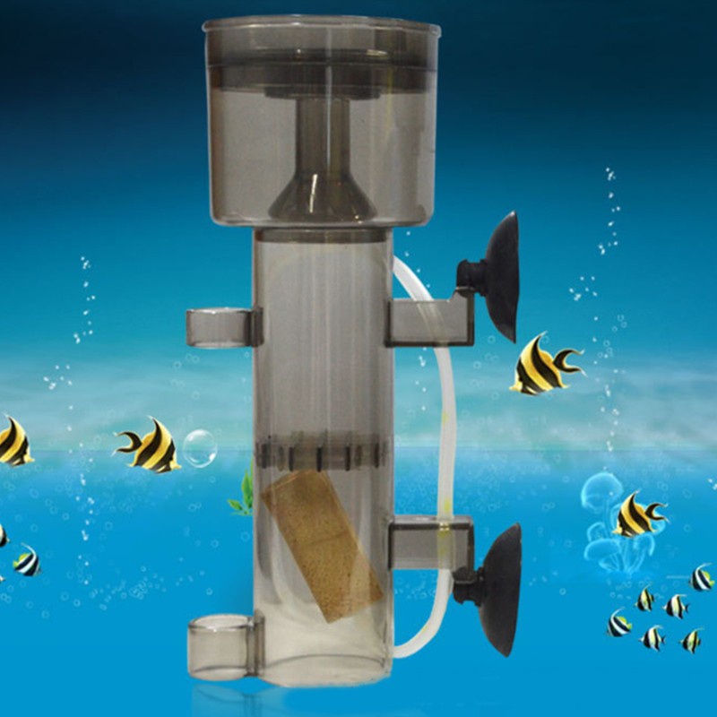 folღ Mini Aquarium Marine Fish Coral Tank Internal Hang on Air Driven Protein Skimmer with Wood Air Stone Tubing