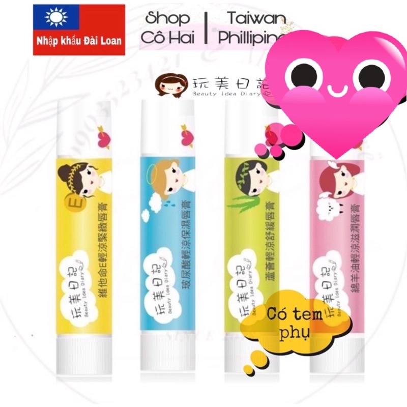 Son dưỡng môi Beauty Idea Diary ĐàiLoan 5g/cây, lipbalm không màu mềm môi chống khô nẻ