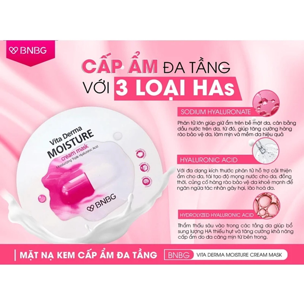 Mặt Nạ Kem BNBG Vita Derma Moisture Cream Mask Dưỡng Ẩm Trắng Da Gấp 3 Lần 30ml