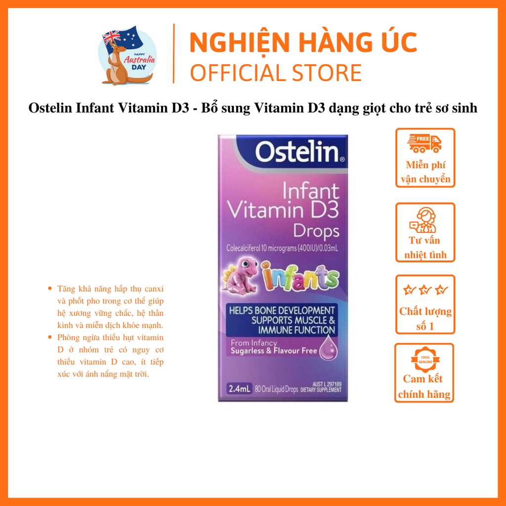 Ostelin Infant Vitamin D3 Bổ sung Vitamin D3 dạng giọt cho trẻ sơ sinh