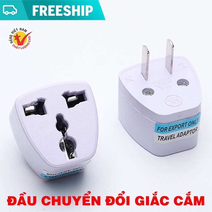 Phích cắm chuyển đổi 3 chấu sang 2 chấu - Ổ điện đa năng - Dùng nguồn điện 220V - Phích căm 3 chân