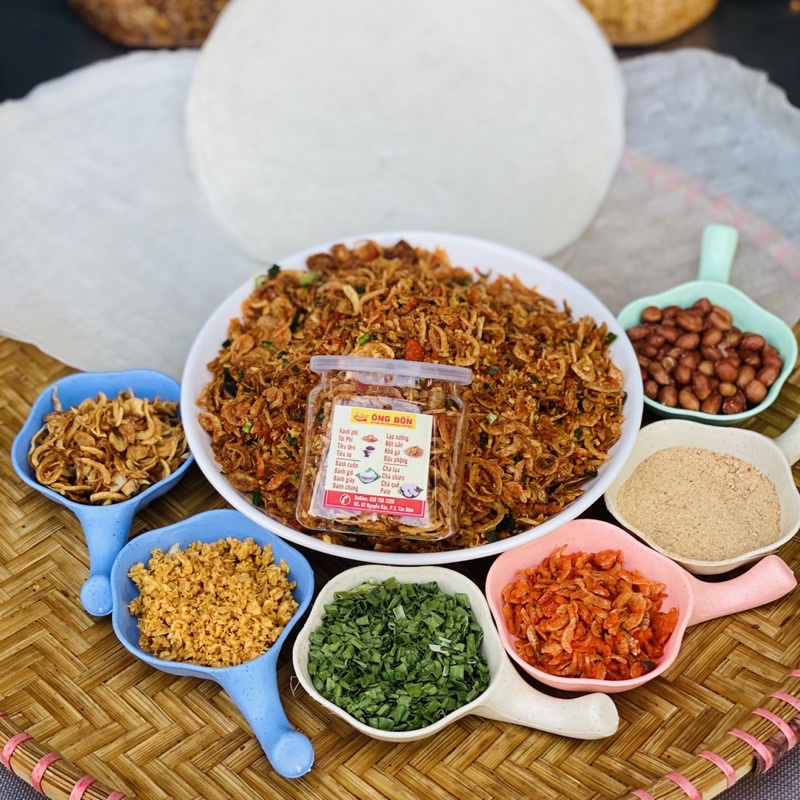 Combo Bánh Tráng Cắt 250g Loại A - Sa tế, Muối Tôm, Muối Tôm Hành Phi(Tặng Tắc)