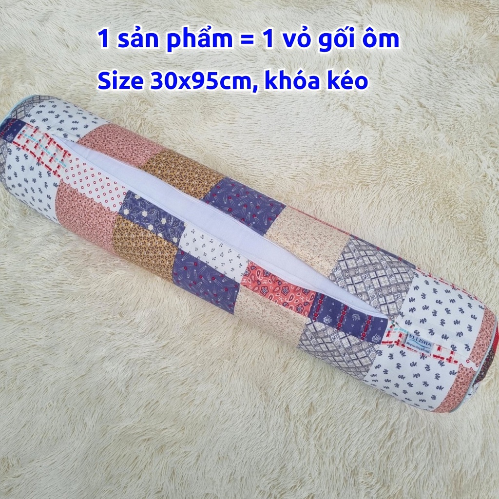 Vỏ gối ôm khóa kéo cotton Hàn cao cấp kích thước 30x95 cm, áo gối ôm dây kéo mềm mát (1 cái)