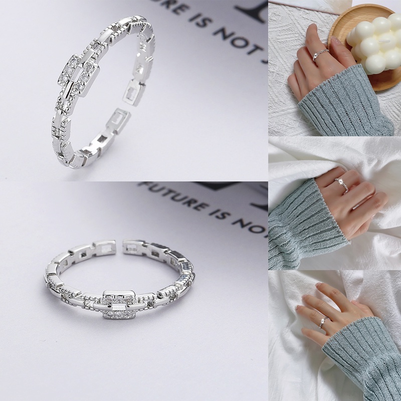 Nhẫn hở nữ Haimeikang đính đá lấp lánh đơn giản thời trang