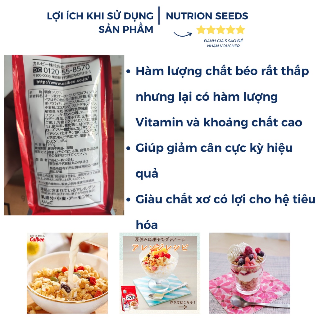 Combo 2 gói ngũ cốc Calbee Nhật bản Date mới nhất tiện lợi ăn kiêng giảm cân ăn sáng dinh dưỡng cho cả gia đình