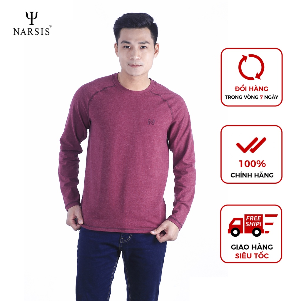 Áo thun nam dài tay cổ tròn Narsis D7076