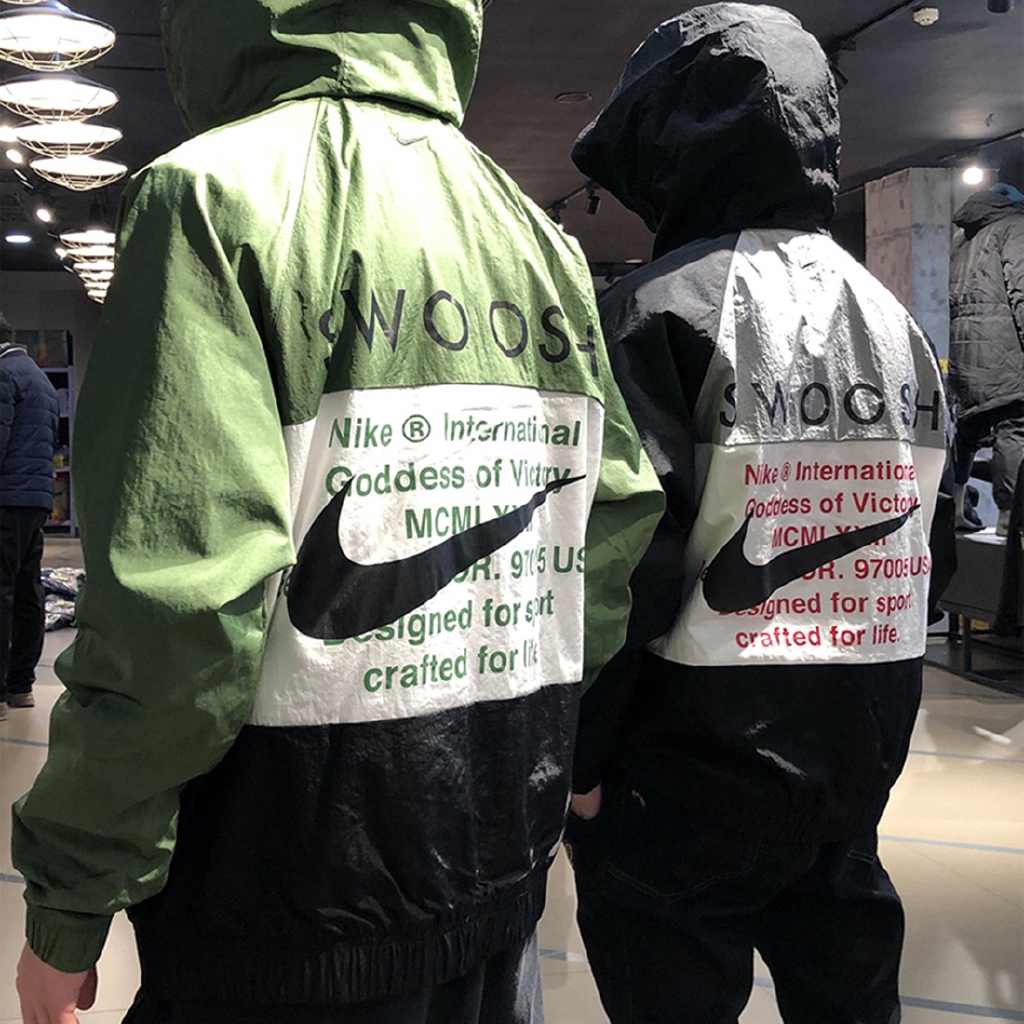 Men And Women Decode Windproof Nike Hooded Hook Embroidery Color Matching Double Windbreaker Loose Jacket Casual Sports Jacket | BigBuy360 - bigbuy360.vn