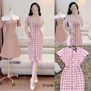 *ĐẦM THIẾT KẾ NỮ. ❣️FREESHIP❣️ĐẦM SỌC CARO MYMY THĂT EO CỔ TM
