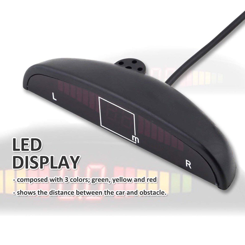 Auto Reverse Radar Black 4 Parking Sensors Universal Car Reverse Radar LED Display 4 Parking Sensors Portable