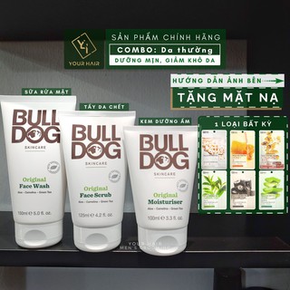 COMBO Bulldog Original cho da thường Sửa rửa mặt + Tẩy da chết + Dưỡng ẩm