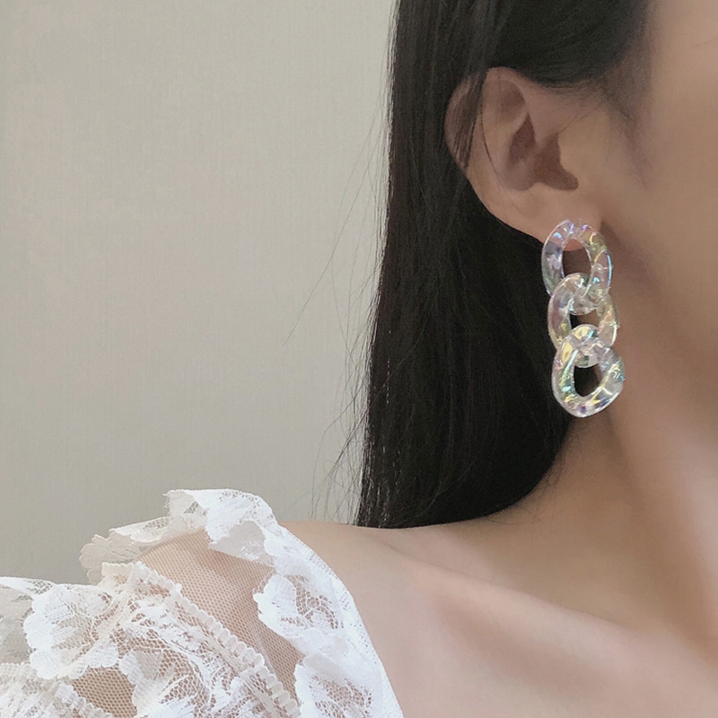 Đôi khuyên tai dạng chuỗi thời thượng nhiều màu xinh xắn phong cách Hàn Quốc cho nữ