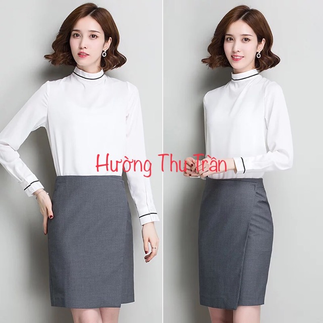 Chân váy công sở đắp tà chéo thời trang | BigBuy360 - bigbuy360.vn