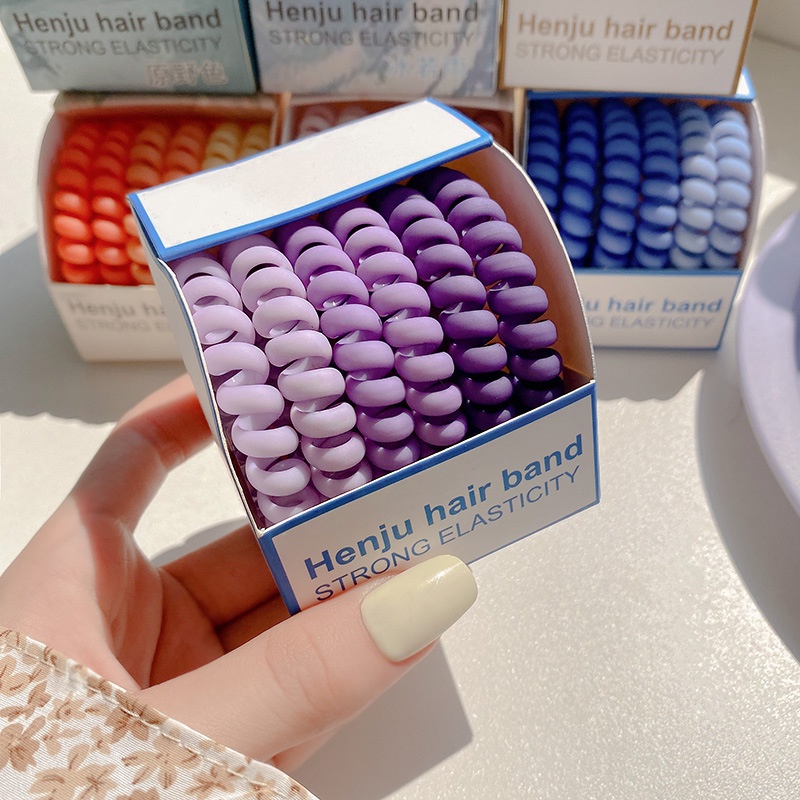 Hộp 6 Dây buộc tóc lò xo co giản 2 da màu pastel