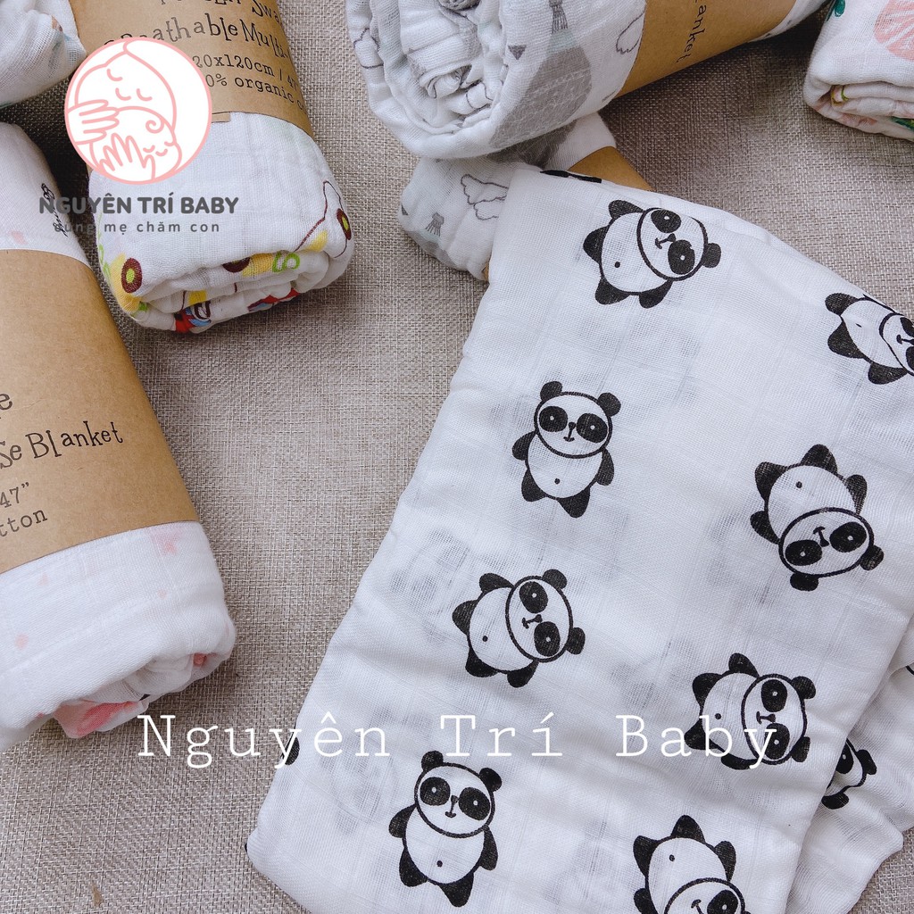 Khăn sợi tre Muslin Swaddle 100% Organic siêu mềm