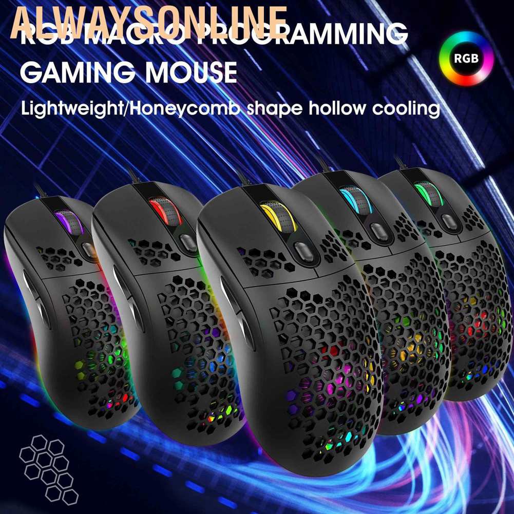 Chuột Gaming Alwaysonline Hxsj X600 Rgb Dpi 800 / 1600 / 2400 / 3200 / 4800 / 6400