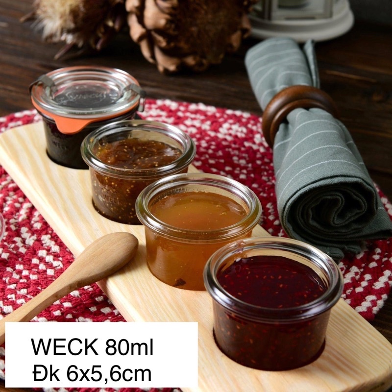 Hũ thuỷ tinh chịu nhiệt WECK - Made in Germany - Dung tích 80ml  - Giá bán 1 hũ