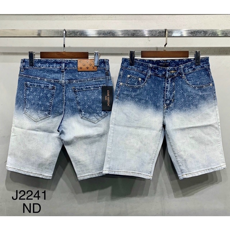 Quần ngố bò Lv nam bản mới loang xanh trắng hot trend 2022 - Short jean men