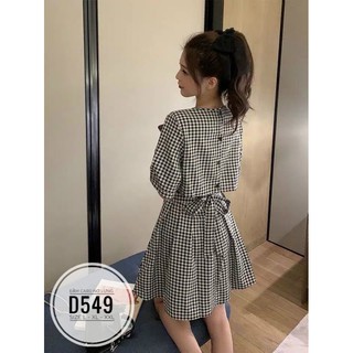 Bigsize Đầm caro nơ lưng D549