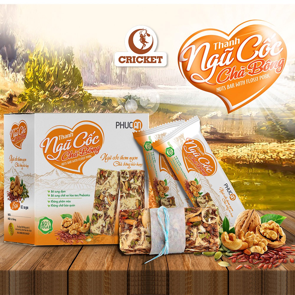 [ Ăn Kiêng ] Thanh Ngũ Cốc Chà Bông Phúc An Ngũ Cốc Thơm Ngon Chà Bông Hảo Hạng - Hộp 100g (5 gói x 20g) | BigBuy360 - bigbuy360.vn