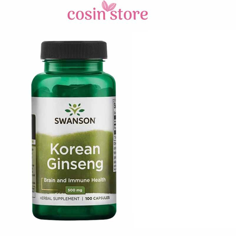 Viên Uống Sâm Hàn Quốc Swanson Korean Ginseng 500mg 100 viên