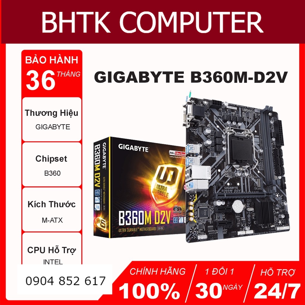 Mainboard Gigabyte B360M-D2V socket LGA 1151(Coffeelake) bảo hành 36 tháng